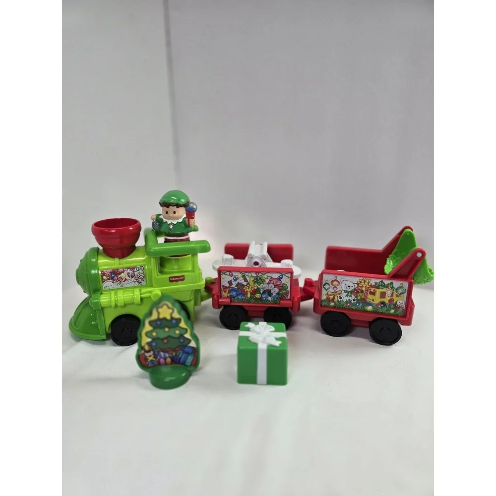 Fisher Price Little People Christmas Train Holiday Express Elf Tree Sound Works